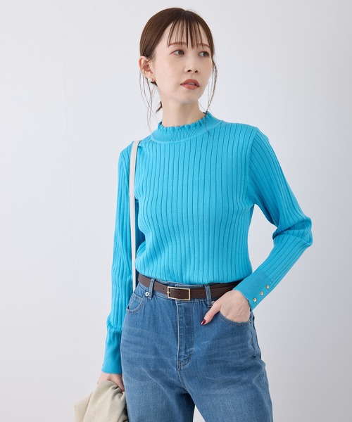 セール】BIOGRACE(R)スカラップネックリブニットプルオーバー（ニット