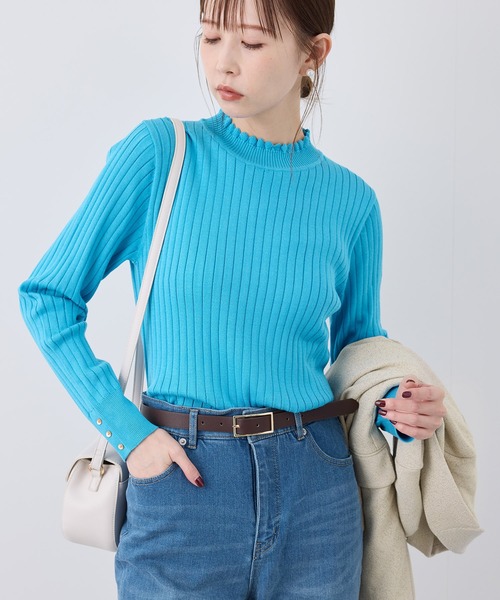 セール】BIOGRACE(R)スカラップネックリブニットプルオーバー（ニット