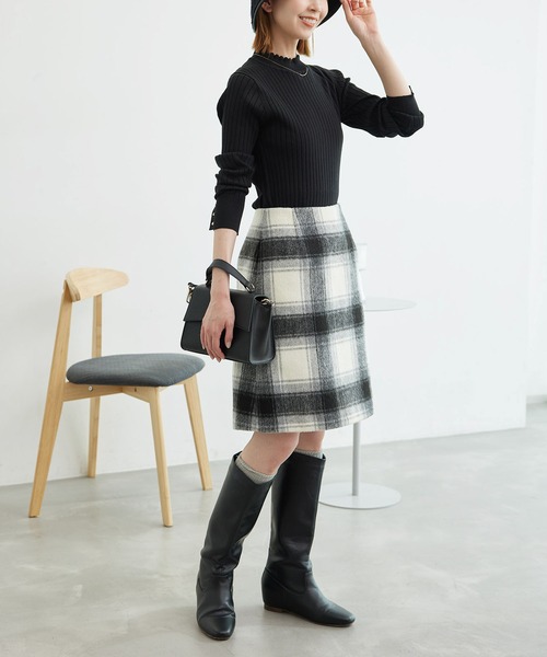 ROPE' PICNIC（ロペピクニック）の「BIOGRACE(R)スカラップネックリブニットプルオーバー（ニット/セーター・レディース・ターコイズブルー/ブラック/レッド/マスタード/キナリ・38）」の21枚目の写真