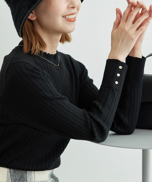 ROPE' PICNIC（ロペピクニック）の「BIOGRACE(R)スカラップネックリブニットプルオーバー（ニット/セーター・レディース・ターコイズブルー/ブラック/レッド/マスタード/キナリ・38）」の22枚目の写真