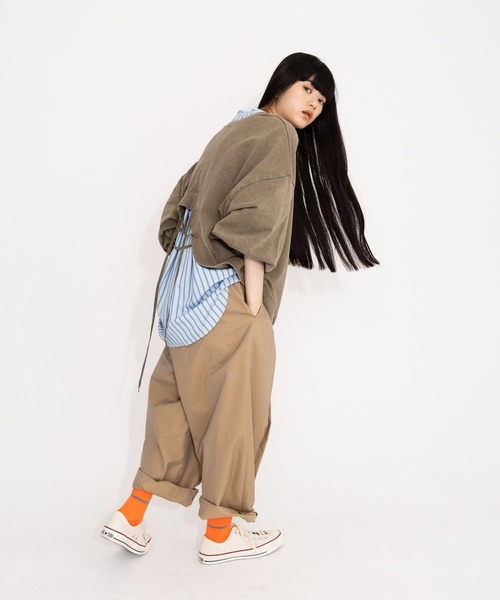 niko and...（ニコアンド）の「[MODE NORM CORE(モードノームコア)]タマムシツイルプリーツパンツ（チノパンツ・レディース・カーキ/ネイビー/キャメル/ベージュ/ライトグレー・MEDIUM/LARGE）」の18枚目の写真