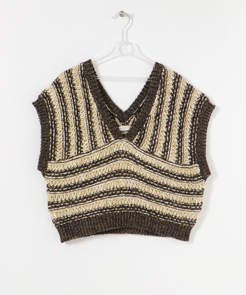 LAATO（ラート）の「MIX KNIT BUSTIER（ベスト・レディース・ブラック/ベージュ・FREE）」の4枚目の写真