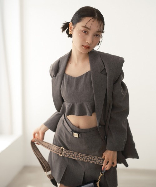 one after another NICE CLAUP(ワンアフターアナザーナイスクラップ)の「ロングテーラードジャケット/セットアップアイテムあり(テーラードジャケット・レディース・グレー/チェック/アイボリー/ブラック・FREE)」の4枚目の写真