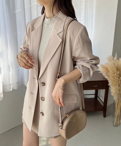 one after another NICE CLAUP(ワンアフターアナザーナイスクラップ)の「ロングテーラードジャケット/セットアップアイテムあり(テーラードジャケット・レディース・グレー/チェック/アイボリー/ブラック・FREE)」の15枚目の写真