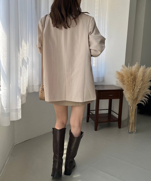 one after another NICE CLAUP(ワンアフターアナザーナイスクラップ)の「ロングテーラードジャケット/セットアップアイテムあり(テーラードジャケット・レディース・グレー/チェック/アイボリー/ブラック・FREE)」の19枚目の写真