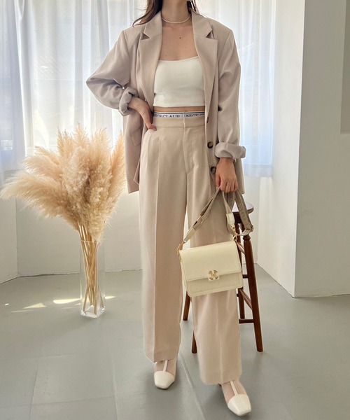 one after another NICE CLAUP(ワンアフターアナザーナイスクラップ)の「ロングテーラードジャケット/セットアップアイテムあり(テーラードジャケット・レディース・グレー/チェック/アイボリー/ブラック・FREE)」の21枚目の写真