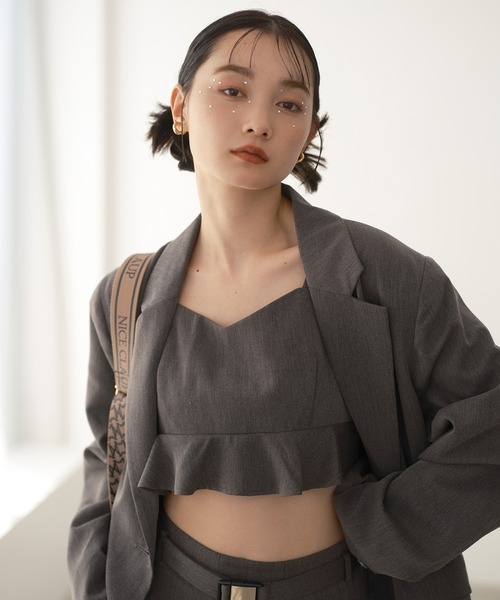 one after another NICE CLAUP(ワンアフターアナザーナイスクラップ)の「ロングテーラードジャケット/セットアップアイテムあり(テーラードジャケット・レディース・グレー/チェック/アイボリー/ブラック・FREE)」の6枚目の写真