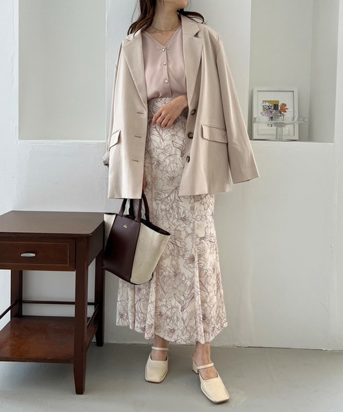 one after another NICE CLAUP(ワンアフターアナザーナイスクラップ)の「ロングテーラードジャケット/セットアップアイテムあり(テーラードジャケット・レディース・グレー/チェック/アイボリー/ブラック・FREE)」の12枚目の写真