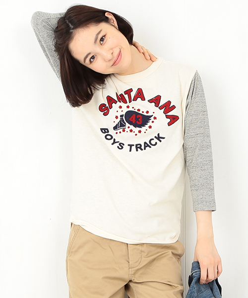 BEAMS BOY（ビームスボーイ）の「CHESWICK / 7分袖 ベースボールT 15FW（Tシャツ/カットソー・レディース・ホワイト/キナリ/グレー・ONE SIZE）」の2枚目の写真