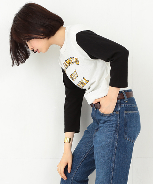 BEAMS BOY（ビームスボーイ）の「CHESWICK / 7分袖 ベースボールT 15FW（Tシャツ/カットソー・レディース・ホワイト/キナリ/グレー・ONE SIZE）」の4枚目の写真