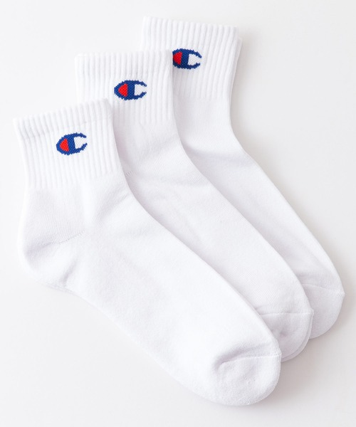 Champion(チャンピオン)の「【CHAMPION/チャンピオン】Cクォーターレングス ソックス 3P CMSCY201 ワンポイントロゴ 3足組 靴下(ソックス/靴下・メンズ・ホワイト/ブラック・MEDIUM)」の2枚目の写真