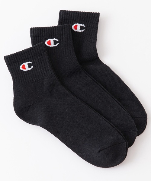 Champion(チャンピオン)の「【CHAMPION/チャンピオン】Cクォーターレングス ソックス 3P CMSCY201 ワンポイントロゴ 3足組 靴下(ソックス/靴下・メンズ・ホワイト/ブラック・MEDIUM)」の1枚目の写真
