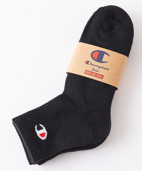 Champion(チャンピオン)の「【CHAMPION/チャンピオン】Cクォーターレングス ソックス 3P CMSCY201 ワンポイントロゴ 3足組 靴下(ソックス/靴下・メンズ・ホワイト/ブラック・MEDIUM)」の4枚目の写真