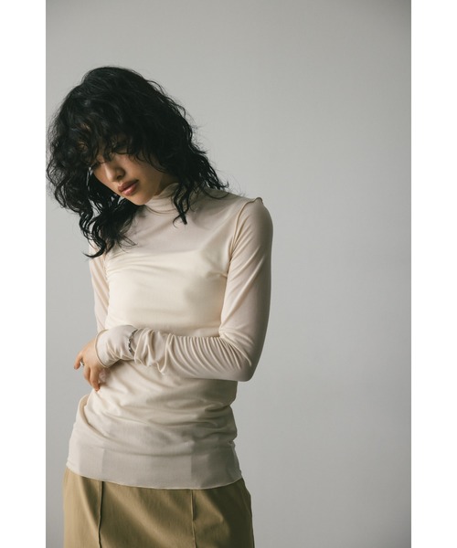 STYLEMIXER(スタイルミキサー)の「ネクストスキンハイネックトップ(Tシャツ/カットソー・レディース・ブラック/ベージュ/アイボリー/ネイビー・FREE)」の7枚目の写真