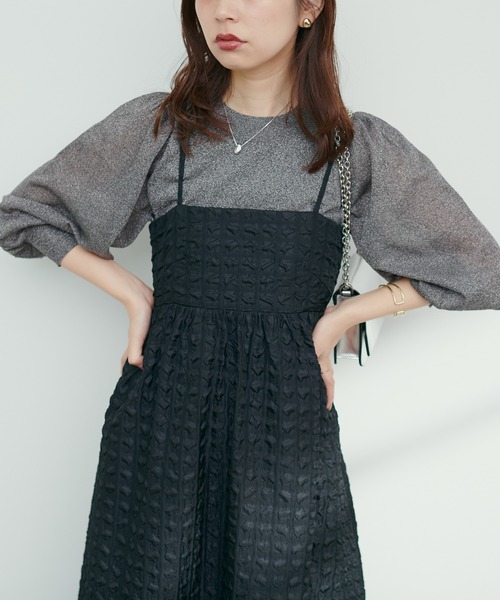 14G袖シアーお上品ラメニット