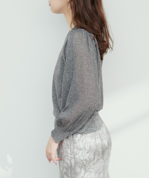 14G袖シアーお上品ラメニット