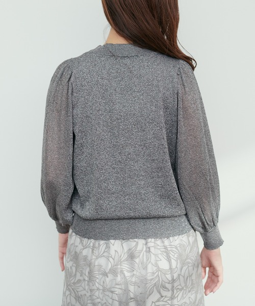 14G袖シアーお上品ラメニット