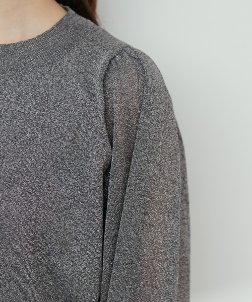 14G袖シアーお上品ラメニット