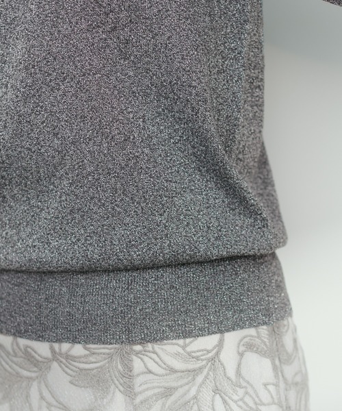 14G袖シアーお上品ラメニット