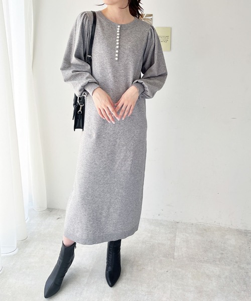 GeeRA（ジーラ）の「前後2WAYパール使いニットワンピ（ワンピース・レディース・ブラック/杢グレー・MEDIUM/LARGE）」の8枚目の写真