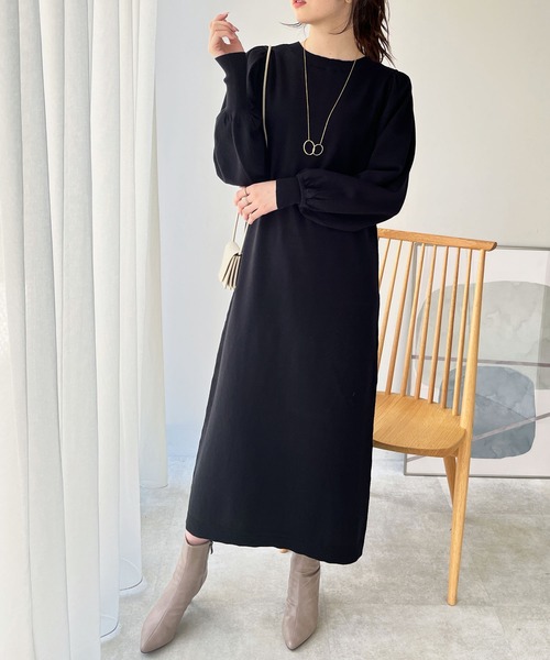 GeeRA（ジーラ）の「前後2WAYパール使いニットワンピ（ワンピース・レディース・ブラック/杢グレー・MEDIUM/LARGE）」の3枚目の写真