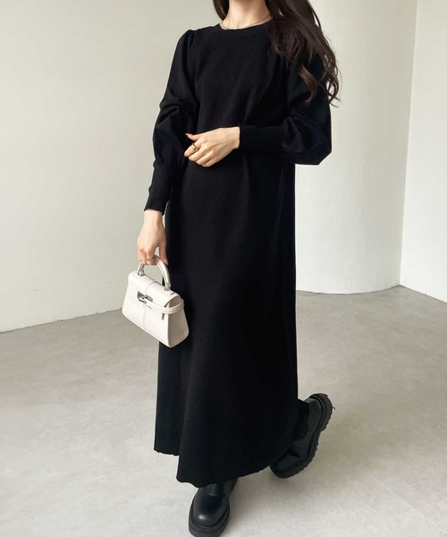 GeeRA（ジーラ）の「前後2WAYパール使いニットワンピ（ワンピース・レディース・ブラック/杢グレー・MEDIUM/LARGE）」の19枚目の写真
