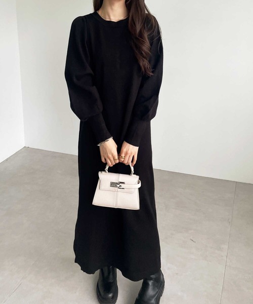 GeeRA（ジーラ）の「前後2WAYパール使いニットワンピ（ワンピース・レディース・ブラック/杢グレー・MEDIUM/LARGE）」の18枚目の写真