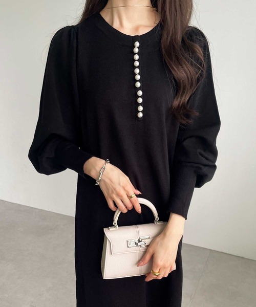 GeeRA（ジーラ）の「前後2WAYパール使いニットワンピ（ワンピース・レディース・ブラック/杢グレー・MEDIUM/LARGE）」の17枚目の写真