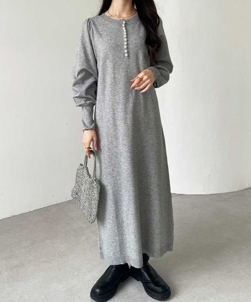 GeeRA（ジーラ）の「前後2WAYパール使いニットワンピ（ワンピース・レディース・ブラック/杢グレー・MEDIUM/LARGE）」の20枚目の写真