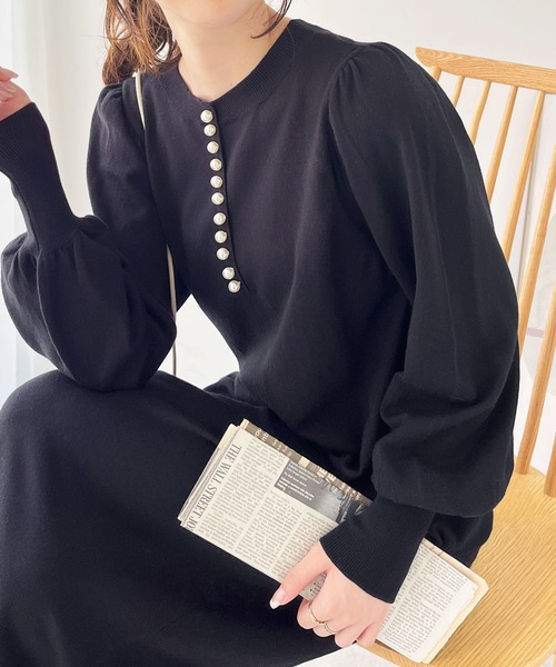 GeeRA（ジーラ）の「前後2WAYパール使いニットワンピ（ワンピース・レディース・ブラック/杢グレー・MEDIUM/LARGE）」の14枚目の写真