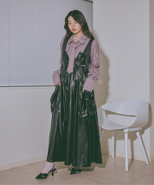 Ezick（エジック）の「Jacquard out pocket ネクタイショートシャツ（シャツ/ブラウス・レディース・ブラック/ピンク系その他/ホワイト・FREE）」の17枚目の写真