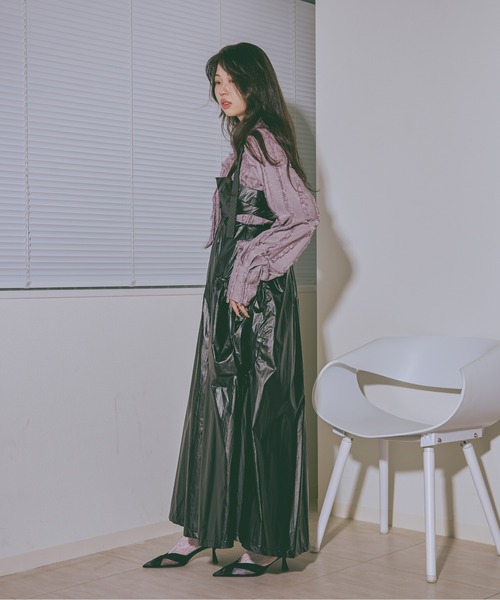 Ezick（エジック）の「Jacquard out pocket ネクタイショートシャツ（シャツ/ブラウス・レディース・ブラック/ピンク系その他/ホワイト・FREE）」の21枚目の写真