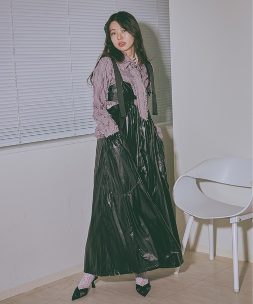 Ezick（エジック）の「Jacquard out pocket ネクタイショートシャツ（シャツ/ブラウス・レディース・ブラック/ピンク系その他/ホワイト・FREE）」の19枚目の写真