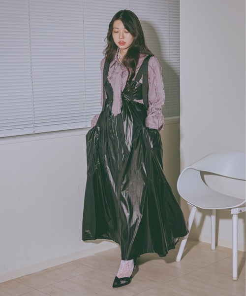 Ezick（エジック）の「Jacquard out pocket ネクタイショートシャツ（シャツ/ブラウス・レディース・ブラック/ピンク系その他/ホワイト・FREE）」の18枚目の写真