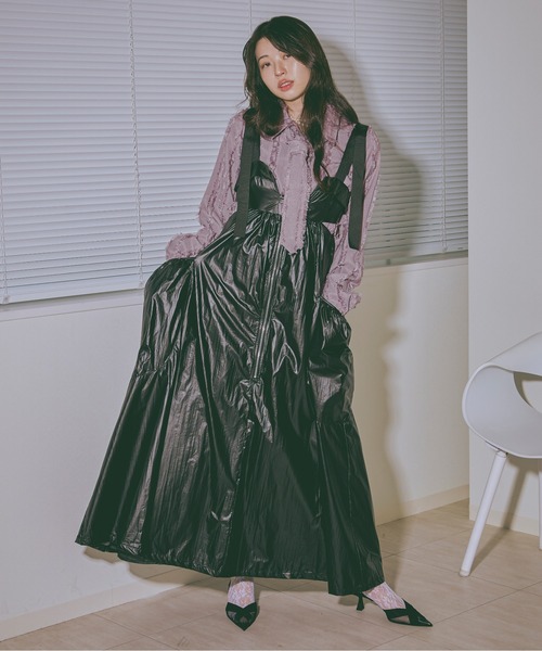 Ezick（エジック）の「Jacquard out pocket ネクタイショートシャツ（シャツ/ブラウス・レディース・ブラック/ピンク系その他/ホワイト・FREE）」の16枚目の写真