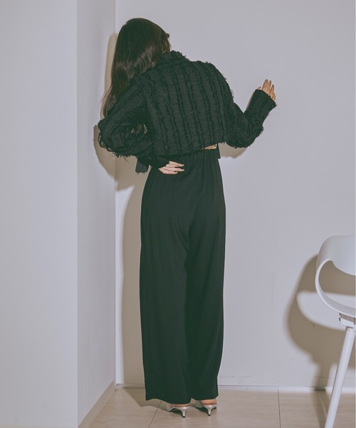 Ezick（エジック）の「Jacquard out pocket ネクタイショートシャツ（シャツ/ブラウス・レディース・ブラック/ピンク系その他/ホワイト・FREE）」の7枚目の写真