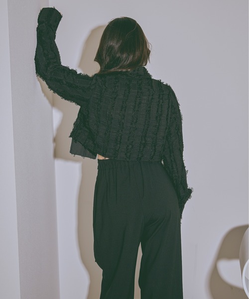 Ezick（エジック）の「Jacquard out pocket ネクタイショートシャツ（シャツ/ブラウス・レディース・ブラック/ピンク系その他/ホワイト・FREE）」の10枚目の写真