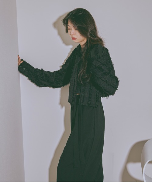 Ezick（エジック）の「Jacquard out pocket ネクタイショートシャツ（シャツ/ブラウス・レディース・ブラック/ピンク系その他/ホワイト・FREE）」の9枚目の写真