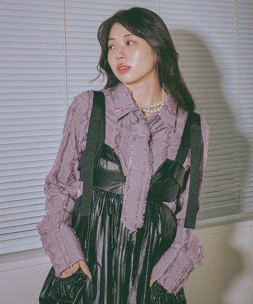 Jacquard out pocket ネクタイショートシャツ（シャツ/ブラウス 