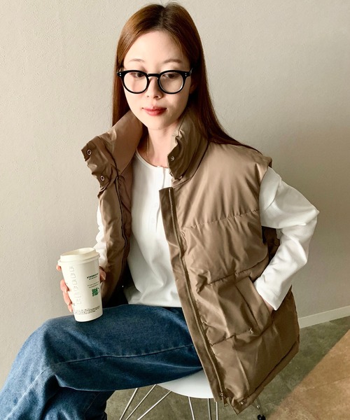 EPICKS(エピックス)の「オーバーシルエット中綿ベスト(ダウンベスト・レディース・ベージュ/ブラック/ホワイト・L/M/XL)」の19枚目の写真