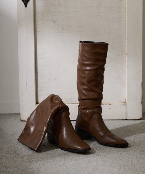 Birthday room（バースデイルーム）の「リンクルロングブーツ（ブーツ・レディース・ブラウン/ブラック・M(23.5cm)/L(24.5cm)）」の11枚目の写真