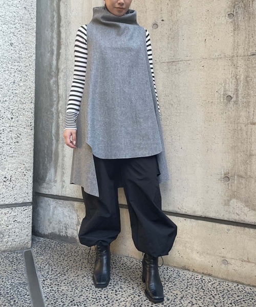 Settimissimo（セッティミッシモ）の「ボトルネックロングジレ（ベスト・レディース・グレー/ブラック/レッド・FREE）」の13枚目の写真