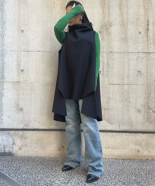 Settimissimo（セッティミッシモ）の「ボトルネックロングジレ（ベスト・レディース・グレー/ブラック/レッド・FREE）」の10枚目の写真