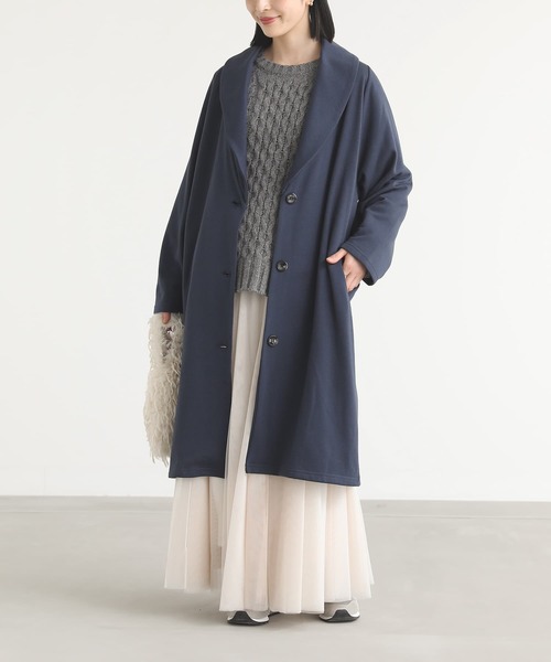 n'OrLABEL（ノアールレーベル）の「『裏シャギーロングコーディガン』（チェスターコート・レディース・ブラック/チャコールグレー/ダークブルー/モカ/ネイビー・FREE）」の4枚目の写真