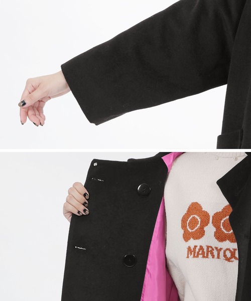 MARY QUANT（マリークワント）の「コクーンフラットカラー ロングコート（チェスターコート・レディース・ブラック/ブラック×ホワイト/グリーン/オレンジ・M）」の8枚目の写真