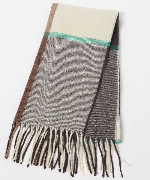 LAKOLE（ラコレ）の「アソートチェックマフラー / 960791（マフラー・レディース・ブラウン/グレー/オフホワイト/カーキ/イエロー/オレンジ/ブルー・FREE）」の8枚目の写真