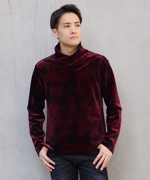 HIDEAWAYS NICOLE（ハイダウェイニコル）の「オフネックショールカラープルオーバー（Tシャツ/カットソー・メンズ・チャコールグレー/ネイビー/ダークグリーン/ボルドー・LARGE/MEDIUM/X-LARGE）」の4枚目の写真