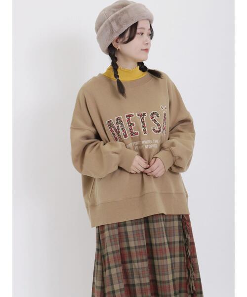 Samansa Mos2（サマンサ モスモス）の「裏毛起毛アップリケロゴスウェット（Tシャツ/カットソー・レディース・ベージュ/シルバーグレー/ネイビー・F）」の5枚目の写真