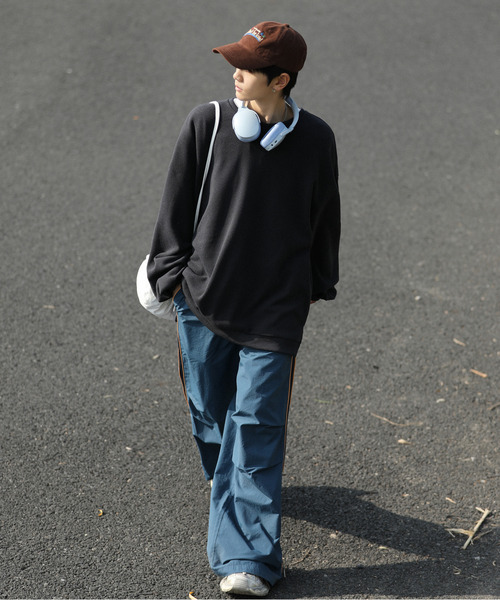 neos(ネオス)の「【neos -addictive design-】ルーズシルエット コーデュロイタッチ クルーネック ロングスリーブ カットソー(Tシャツ/カットソー・メンズ・アイボリー/ブルー/チャコールグレー・LARGE/MEDIUM)」の5枚目の写真