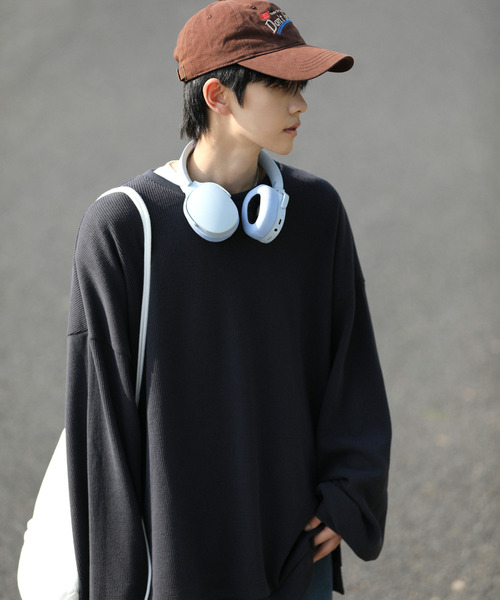 neos(ネオス)の「【neos -addictive design-】ルーズシルエット コーデュロイタッチ クルーネック ロングスリーブ カットソー(Tシャツ/カットソー・メンズ・アイボリー/ブルー/チャコールグレー・LARGE/MEDIUM)」の8枚目の写真